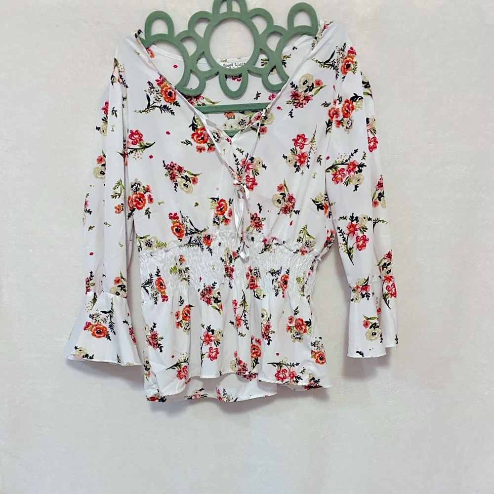 Floral Women’s White Top